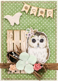 М235 Открытка ручной работы 10х15 см - Лесная сова