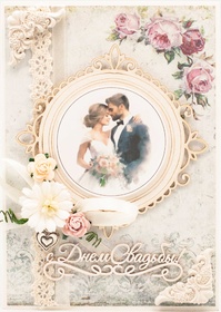 М435 Открытка ручной работы 10х15 см - Новобрачные