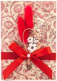 М454 Открытка ручной работы 10х15 см - Красный бархат