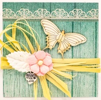 Т076 Открытка ручной работы 8х8 см (Букетная) - Чудесный праздник