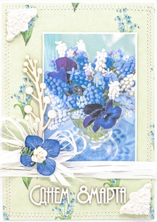 М284 Открытка ручной работы 10х15 см - Весенние цветы