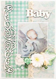 М327 Открытка ручной работы 10х15 см - Рождение малыша