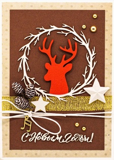 М350 Открытка ручной работы 10х15 см - Северный олень