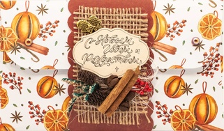 К440 Подарочный конверт ручной работы - Мандаринка