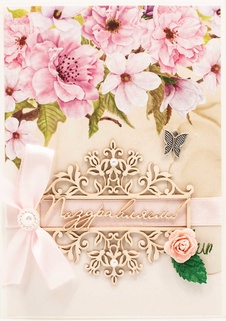 М413 Открытка ручной работы 10х15 см - Пионовый сад