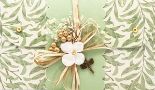 К482 Подарочный конверт ручной работы - Оливковый сад