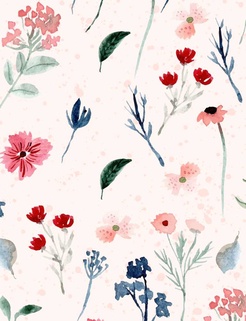 D012 Акварельная открытка 8,5х6,5 см - Луговые цветы