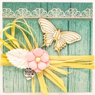 Т076 Открытка ручной работы 8х8 см (Букетная) - Чудесный праздник